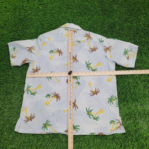 Vintage 70s Hawaiian Aloha Button Shirt Large 23x27 AOP USA - Picture 3 of 12